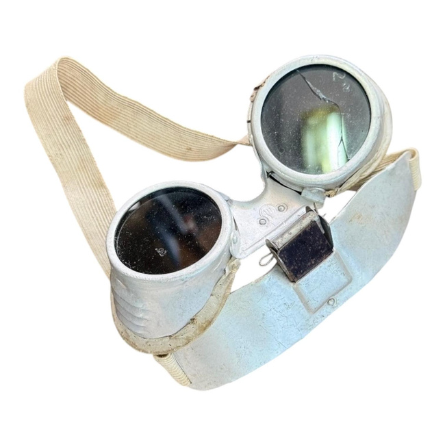 Aluminum Welding Goggles - Model G249 - Romanian Metallurgical Industry RSR - Romanian Army Military Surplus - Metallic - With Defects/Used