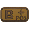 3D VELCRO PATCH - 5 x 2.5 CM - MFH - BROWN/KHAKI - BLOOD GROUP B POS