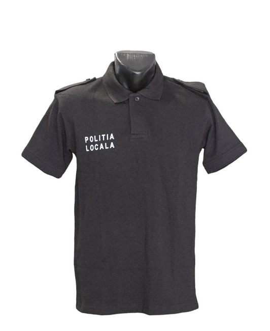 Tricou polo negru cu maneca scurta si epoleti pentru POLITIA LOCALA