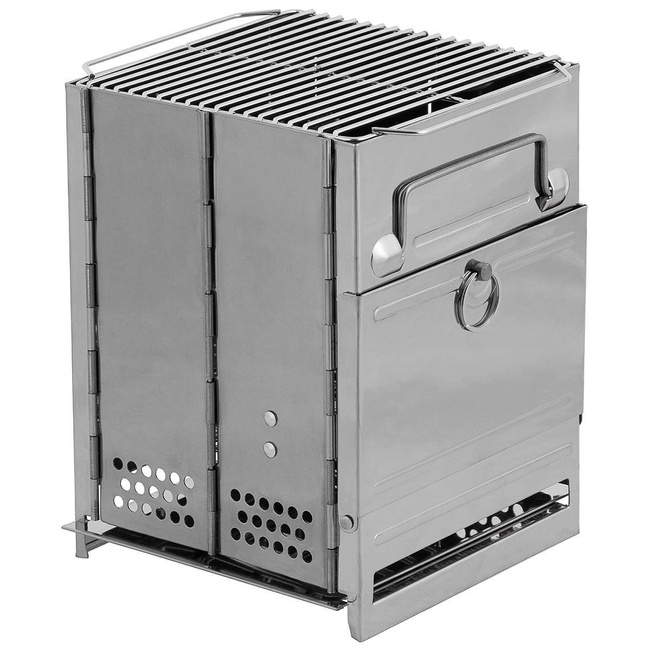 ROCKET STOVE WITH GRATE, FOLDABLE, SMALL, STAINLESS STEEL - MFH®