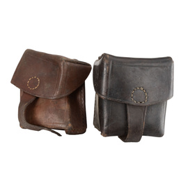 SINGLE POCKET, LEATHER CARTRIDGE POUCH PORT ZB, WWII - MILITARY SURPLUS ROMANIAN ARMY - BROWN - USED