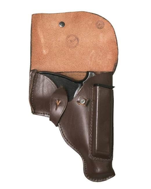 BROWN LEATHER HOLSTER FOR PISTOL - MAKAROV - MILITARY SURPLUS FROM RUSSIAN ARMY - USED
