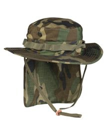 BRITISH BOONIE HAT WITH NECK FLAP - RIPSTOP - Mil-Tec - WOODLAND