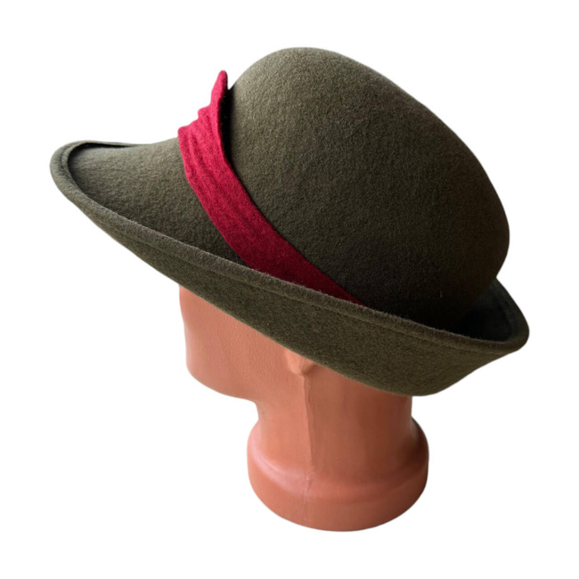 PALARIE DIN LANA - VERDE OD CU BANDA ROSIE - SURPLUS MILITAR ARMATA ROMANA - CA NOUA