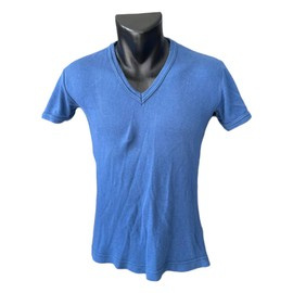 TRICOU DIN BUMBAC CU GULER IN V - SURPLUS MILITAR ARMATA ROMANA - ALBASTRU - UZAT