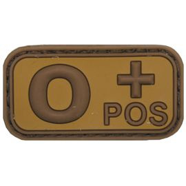 3D VELCRO PATCH - 5 x 2.5 CM - MFH - BROWN/KHAKI - BLOOD GROUP 0 POS