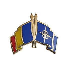 Insigna Romania - NATO incrucisat - Simbol Militar Premium