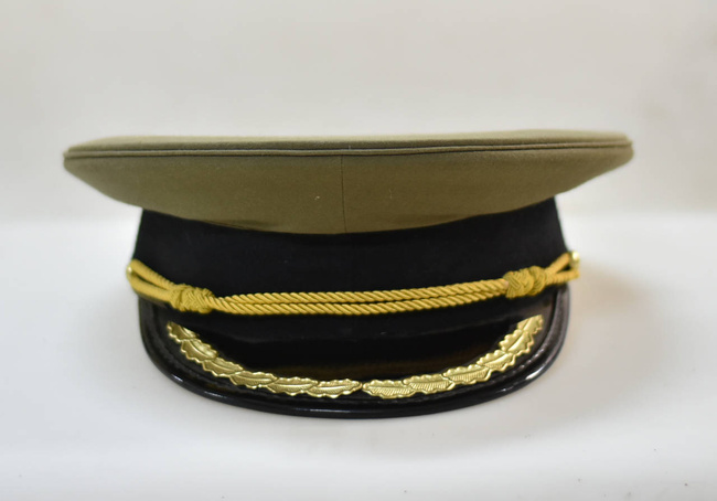 RSR OFFICER CAP - ARTILLERY/TECHNICAL - ROMANIAN ARMY MILITARY SURPLUS - OD GREEN - LIKE NEW