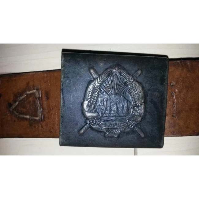 CENTURA DIN PIELE MARO RPR CU PAFTA NEAGRA - SURPLUS MILITAR ARMATA ROMANA - UZATA 