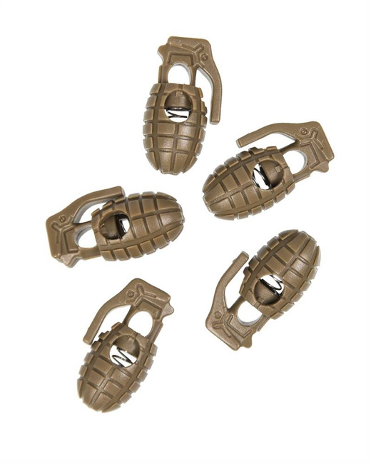 CORD STOPPER WITH METAL SPRING - "PINEAPPLE" - SET OF 10 PIECES - Mil-Tec® - COYOTE