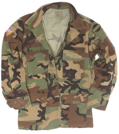 BDU FIELD JACKET WITH BADGE - WOODLAND - US MILITARY SURPLUS - USED
