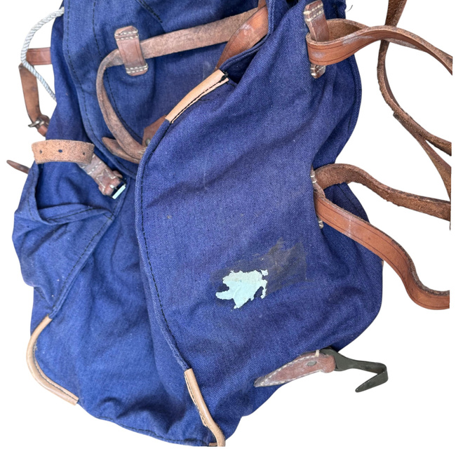 VINTAGE MILITARY RUCKSAK - COLD WAR ROMANIAN ARMY RARE SURPLUS - BLUE - USED