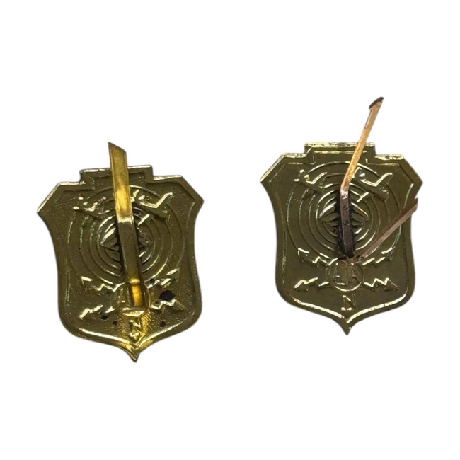 PAIR OF RANK INSIGNIA - LAD OFFICER - LOCAL AIR DEFENSE - ROMANIAN ARMY MILITARY SURPLUS - GOLDEN - IN GOOD CONDITION