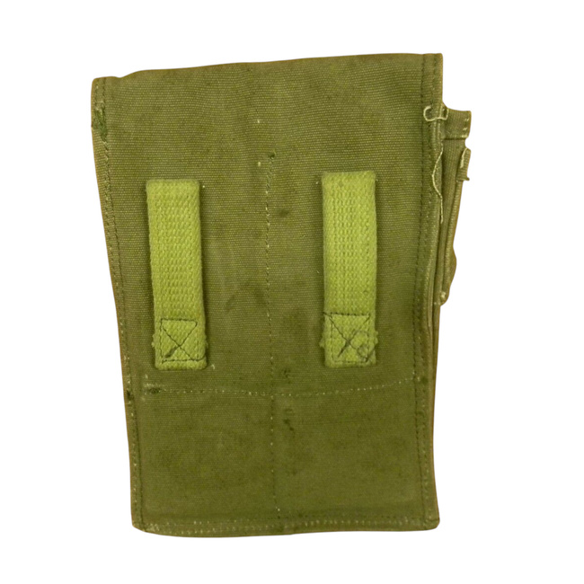 AK-47 PM MAGAZINE HOLDER - ROMANIAN ARMY MILITARY SURPLUS - OD GREEN - TEXTILE/LEATHER MATERIAL - USED