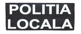 Emblema spate "POLITIA LOCALA", pe suport negru si aplicare tip Velcro (cu scai) - 25 x10,5 cm