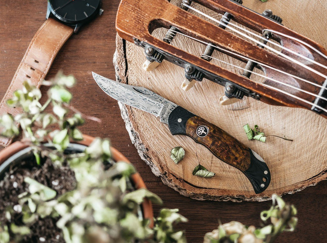 JUNIOR SCOUT DAMASCUS BROWN POCKET KNIFE - BOKER