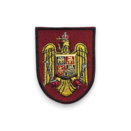 Emblema coifura oras forte terestre | bereta, boneta, basca - brodata pe suport visiniu cu contur negru - aplicare Velcro (cu scai)