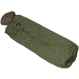 Sac de dormit Mummy cu fermoar frontal si husa Bivy - 200 x 85 cm - Surplus Militar Armata Ungariei - Verde OD