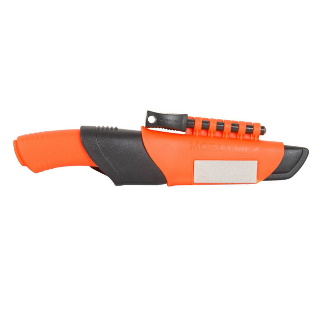 CUTIT - BUSHCRAFT SURVIVAL - CU TEACĂ, ASCUȚITOR ȘI APRINZĂTOR DE FOC - MORAKNIV® - PORTOCALIU