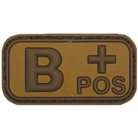 3D VELCRO PATCH - 5 x 2.5 CM - MFH - BROWN/KHAKI - BLOOD GROUP B POS