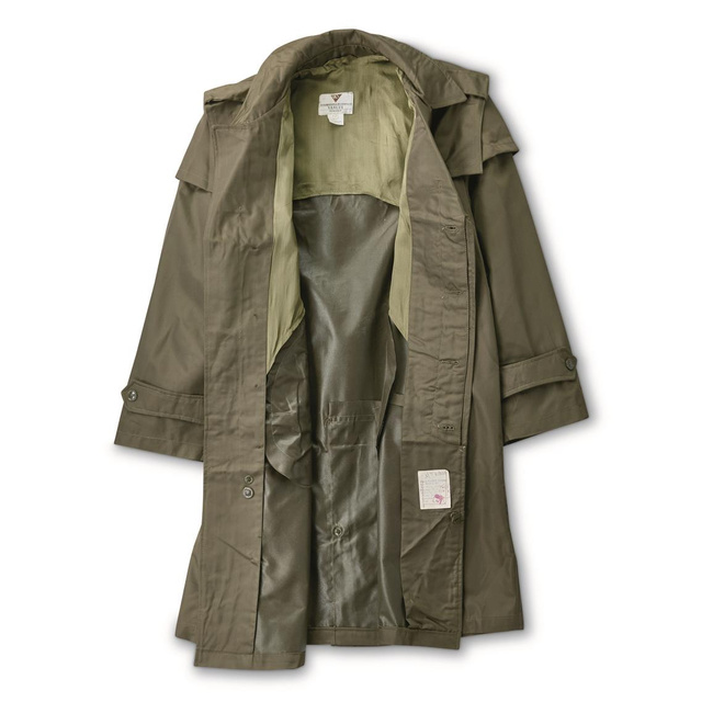 WATERPROOF TRENCH COAT - ROMANIAN ARMY MILITARY SURPLUS - LIKE NEW - OLIVE