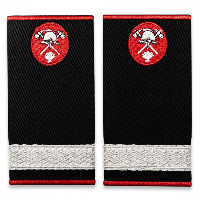 Grade Sergent Pompieri ISU, IGSU tesute pe suport textil din tercot lipit, cu semn de arma metalic