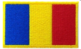 DRAPEL ROMANIA FORTE TERESTRE - 7,5x4,5 cm - CONTUR GALBEN