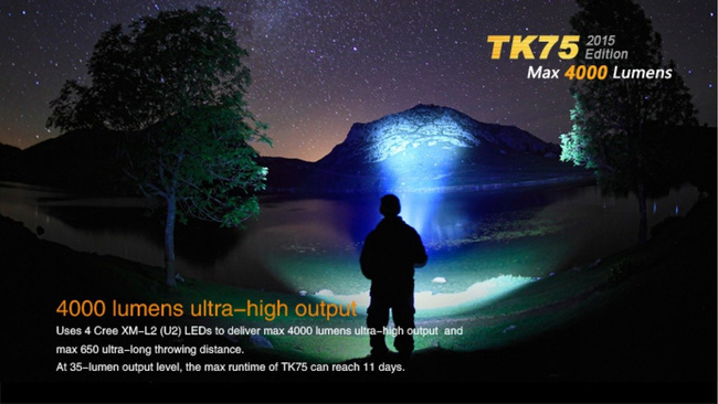 Flashlight Fenix TK75, water resistant