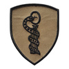 EMBLEMA SEMN DE ARMA MANECA SCUT - MEDICAL - BRODATA PE SUPORT BEJ CU FIR NEGRU