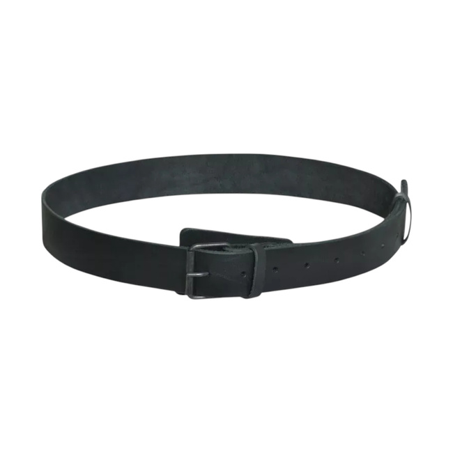 Field leather belt - With metal buckle - Black - 4 cm