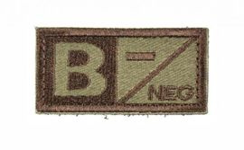 PATCH BLOOD TYPES VELCRO (B- NEGATIVE) 5 x 2,5 CM BROWN/O.D.
