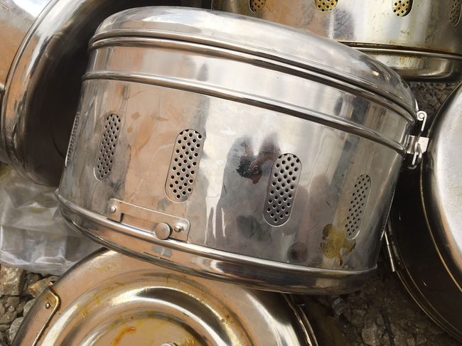 CASOLETA STERILIZARE - ALAMA/INOX - VINTAGE - SURPLUS MILITAR ARMATA ROMANA