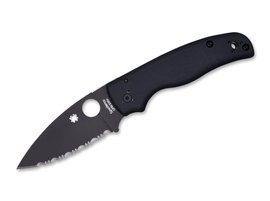 CUTIT DE BUZUNAR "SHAMAN ALL BLACK SERRATED" - SPYDERCO