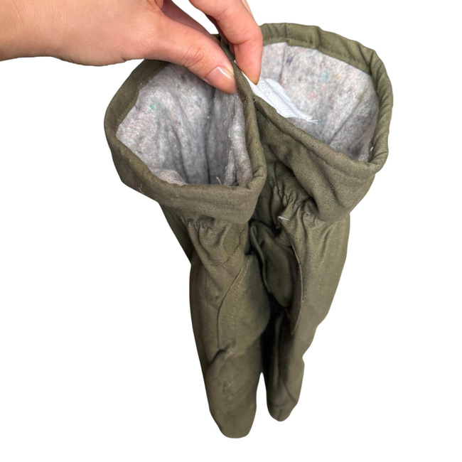 Manusi de protectie captusite din material de foaie de cort, cu 2 degete - Surplus Militar Armata Romana - Verde OD - Ca Noi