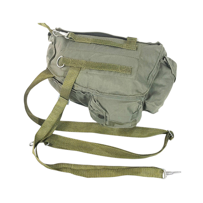 GEANTA DIN PANZA (CANVAS) PENTRU MASCA DE PROTECTIE - MP4 - ANII 1970 - SURPLUS MILITAR ARMATA POLONIEI - VERDE OD - UZATA