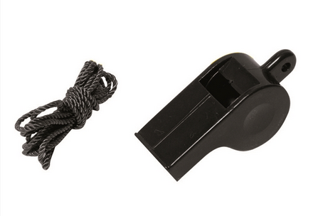 ′US′ Black Plastic Whistle