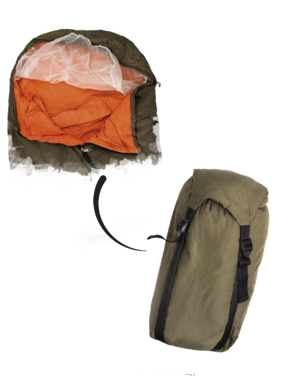 SLEEPING BAG FOR SUMMER - THINSULATE™ - OD/ORANGE - CZECH MILITARY SURPLUS - USED
