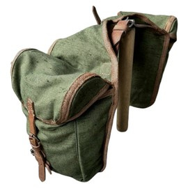 GEANTA PENTRU BICICLETA - PANZA SI PIELE - SURPLUS MILITAR ARMATA ROMANA - OLIVE - IN STARE BUNA