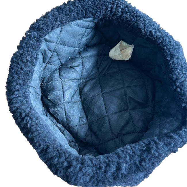 WINTER CAP FOR CADRES - SOVIET PERIOD - ROMANIAN ARMY MILITARY SURPLUS - NAVY BLUE WITH BLACK FUR - IN GOOD CONDITION