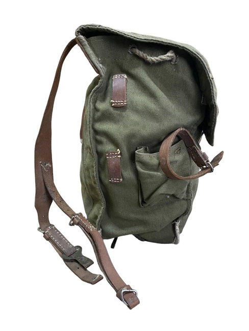 Military Rucksack- Cold War Romanian army (Canvas) - vintage rare - OD Green - Used