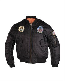 Geaca Bomber MA1® pentru copii cu patch-uri, Negru