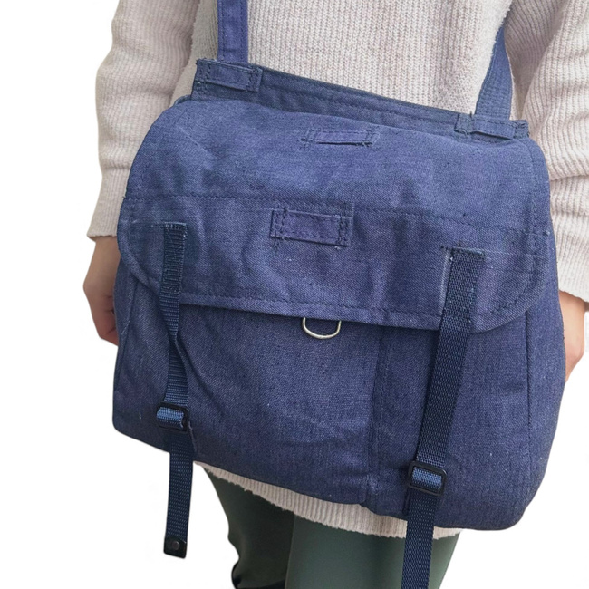 Sac militar de merinde albastru, post-WWII, Surplus Armata Romana - Uzat