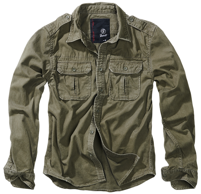 VINTAGE SHIRT - LONGSLEEVES - OLIVE - BRANDIT