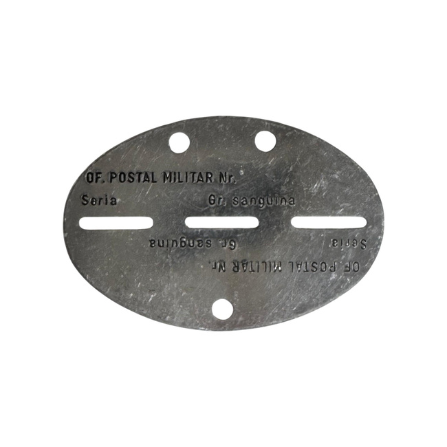 Placuta de Identificare fara Lant - Dog Tag - Surplus Militar Armata Romana - Argintie - In Stare Buna