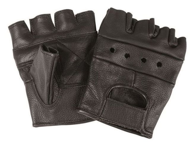 BIKER LEATHER FINGERLESS GLOVES
