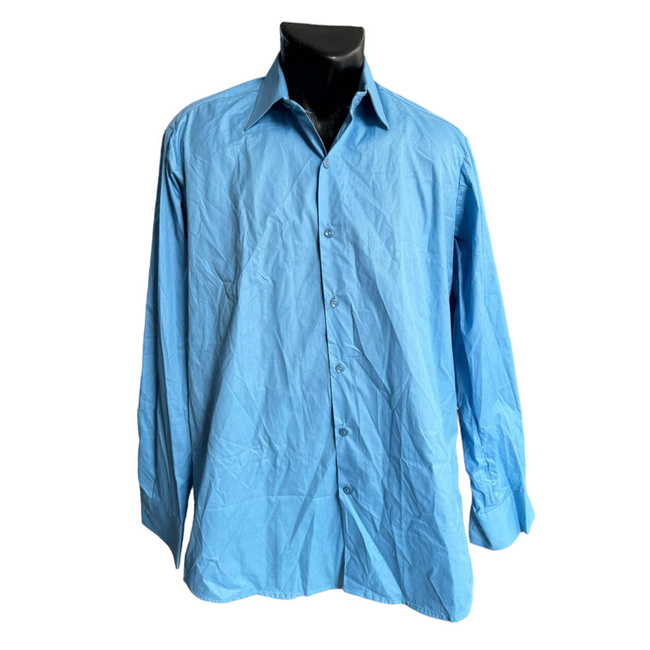 THIN SUMMER OFFICERS SHIRT - BLUE - MILITARY SURPLUS ROMANIAN ARMY - LIKE NEW