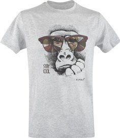 ORGANIC COTTON T SHIRT "MONKEY WITH GLASSES" - GREY