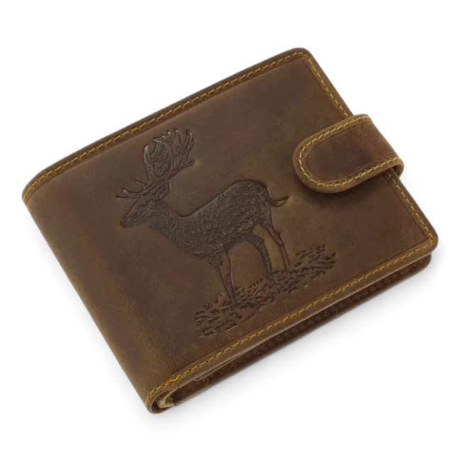 Leather Wallet for Hunters with Print - Deer - Brown - GreenDeed