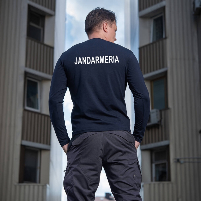 TRICOU CU MANECA LUNGA INSCRIPTIONAT - JANDARMERIA - ALBASTRU INCHIS - FARA EPOLETI