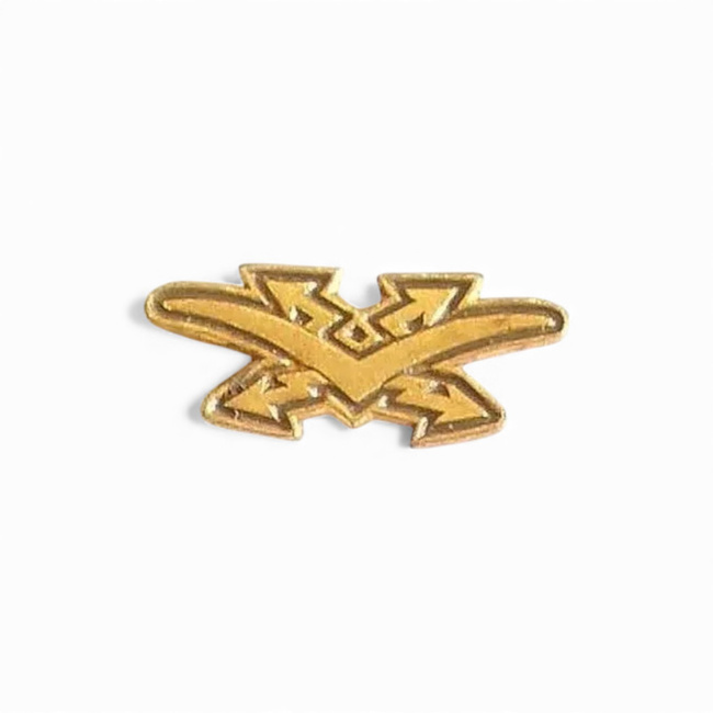 Pair of Army Rank Insignia - Anti-Aircraft Gunner / Anti-Aircraft Artillery - Hungarian Army Military Surplus - Golden - Like New